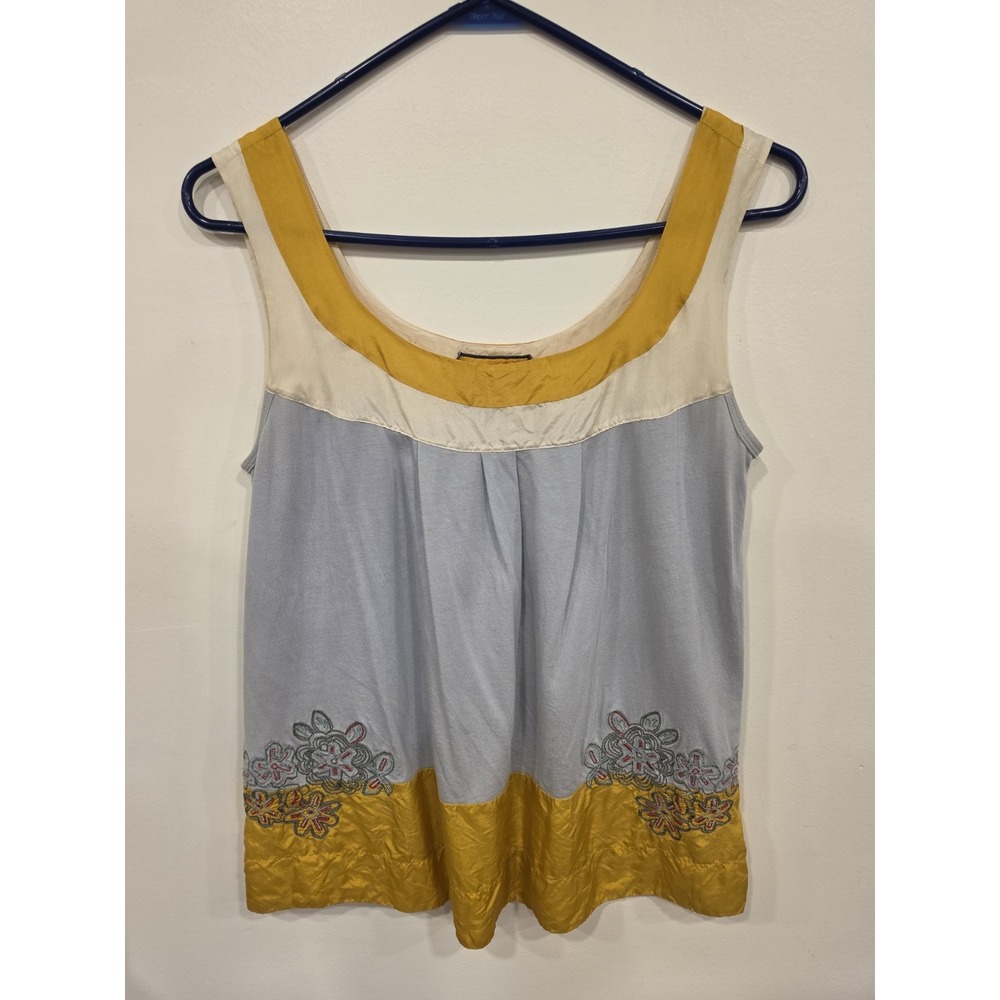 Johnny Was Silk Cotton Scoop Neck Tank Top Women's Medium Embroidered Boho Chic